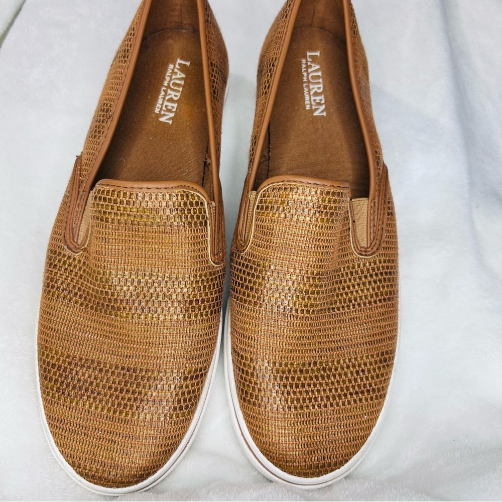 Ralph Lauren Double RL Brown Textured Flats